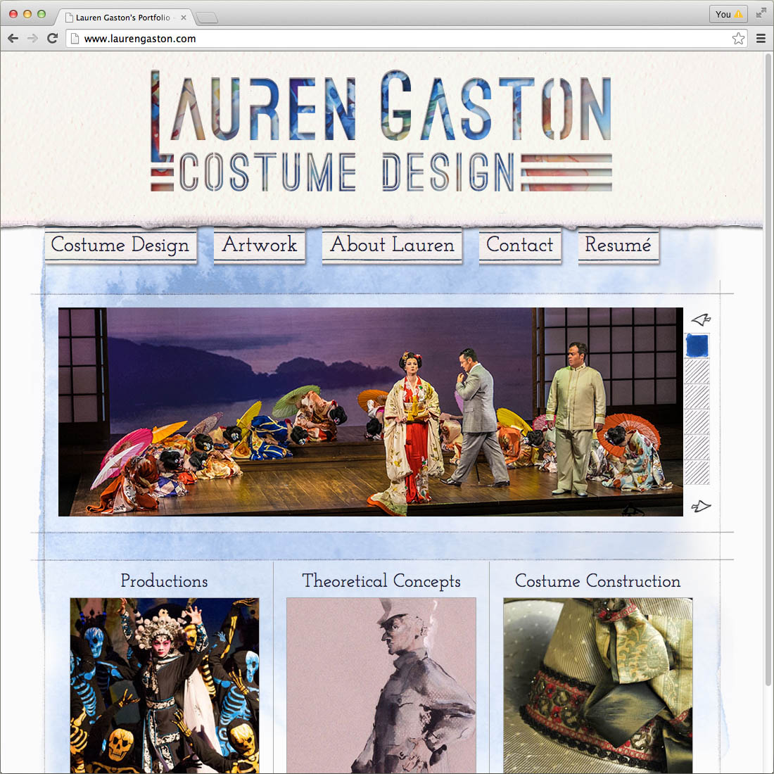 Lauren Gaston, Costume Design Portfolio Website, home page